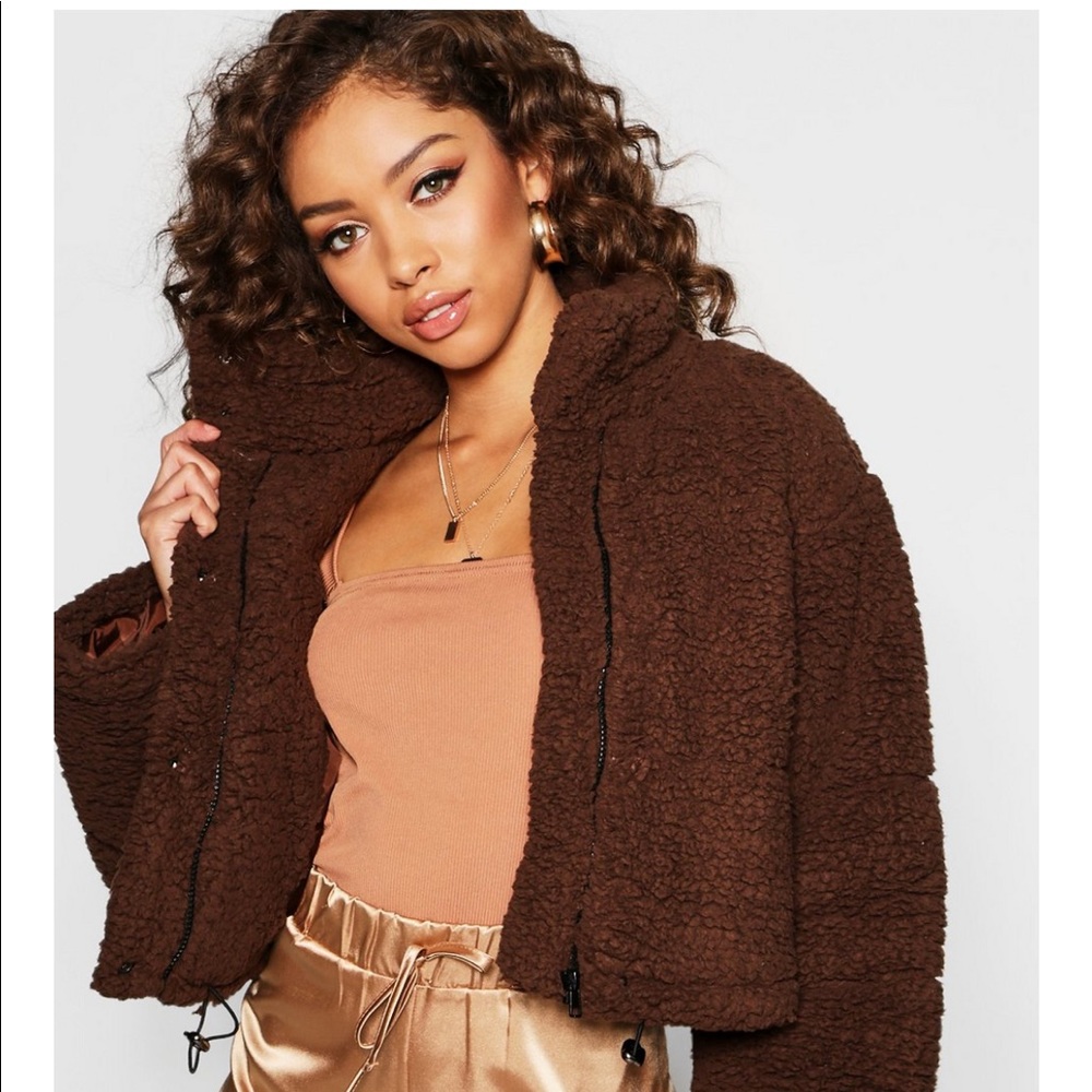 Crop Fleece Oversized Puffer Jacket